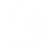 Illustrated profile outlines of two people icon